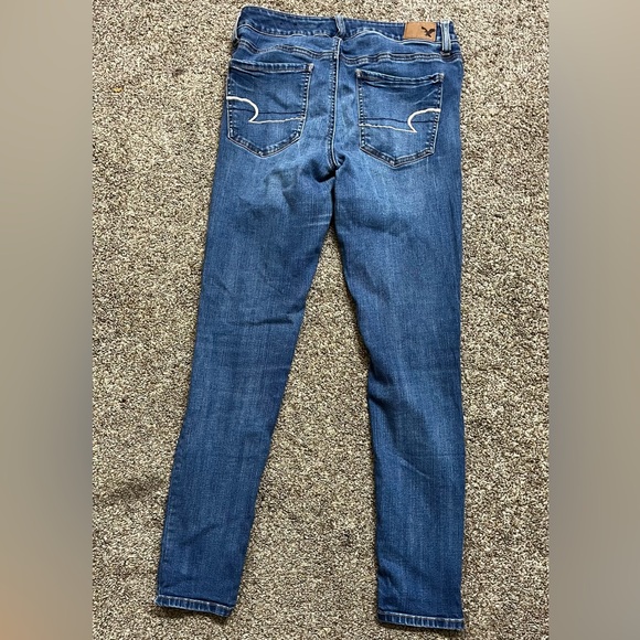 American Eagle Outfitters Blue Skinny Jeans with Natural Fading - Picture 2 of 4
